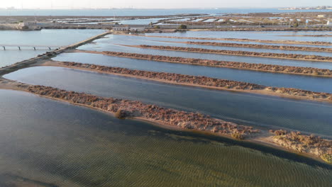 aerial reveal of beautiful marshes near the sea in cadiz, spain