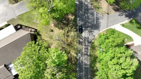 Aerial-4K-Top-Down-of-Road-with-Traveling-Cars