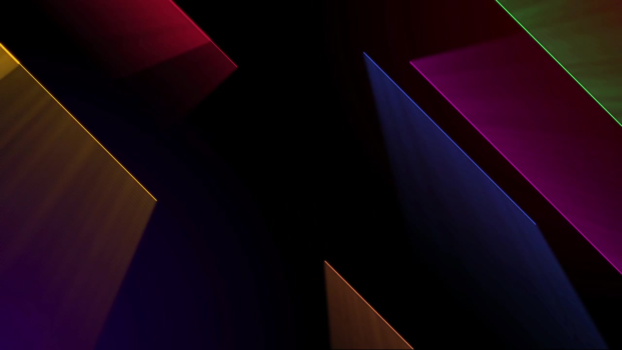 Dynamic Abstract Geometric Light Beams Moving on Dark Background