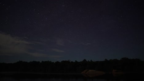 a wide view in timelapse of the stars and the orinoco river from the amazon rainforest in venezuela