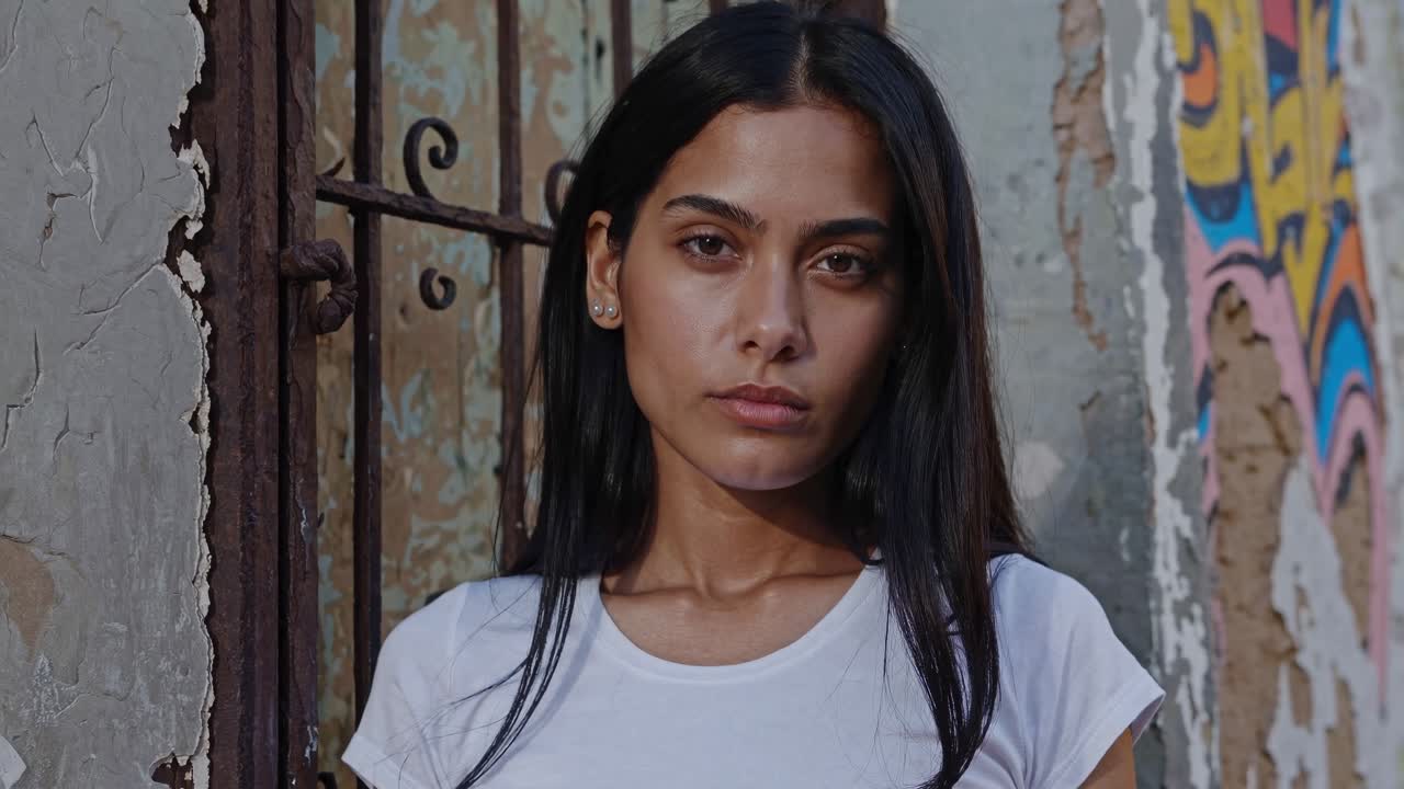 mujer joven en un entorno urbano