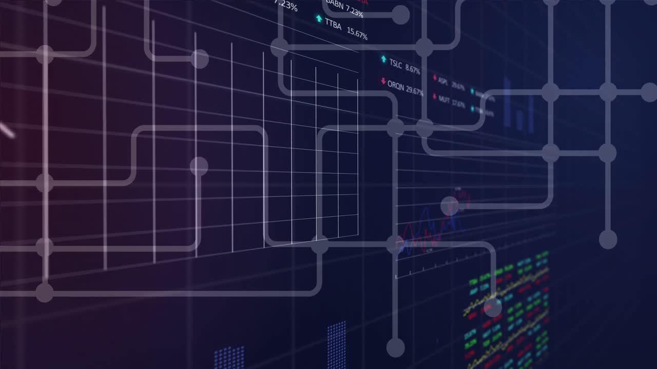 animation des netzwerks von anschlüssen und datenverarbeitung im netz