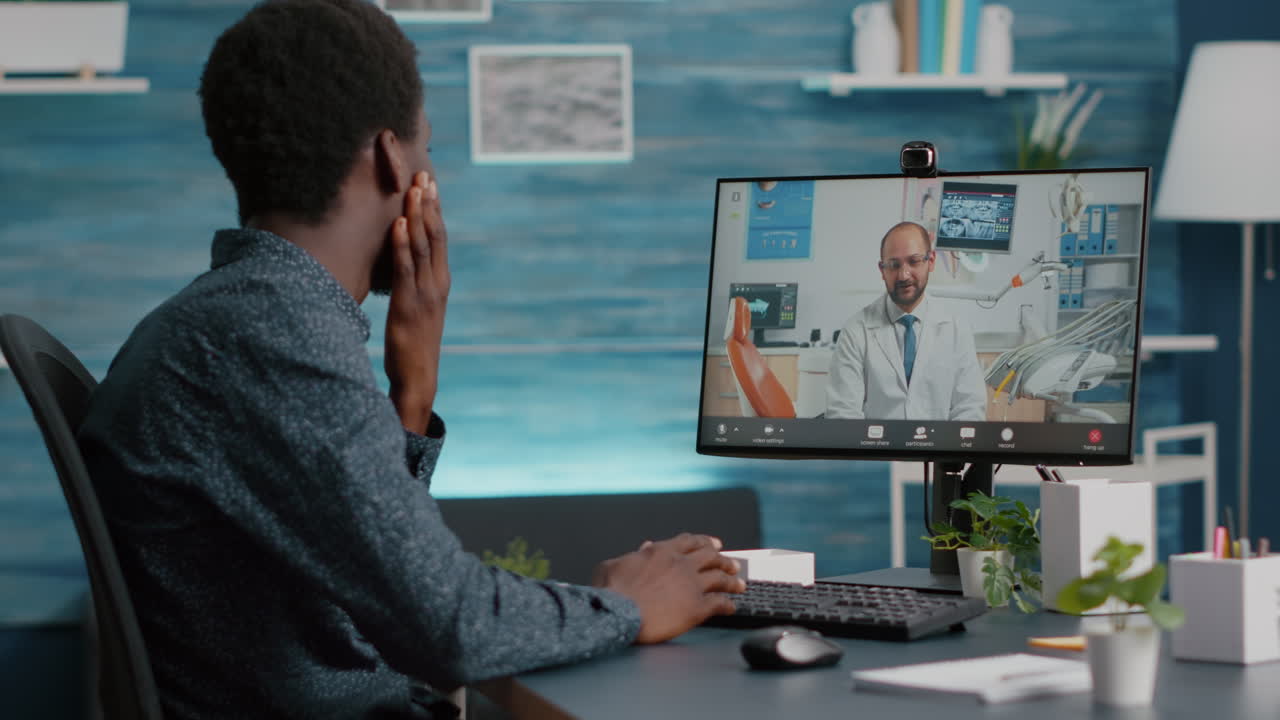 African american with toothache seeking medical stomatologist health advice