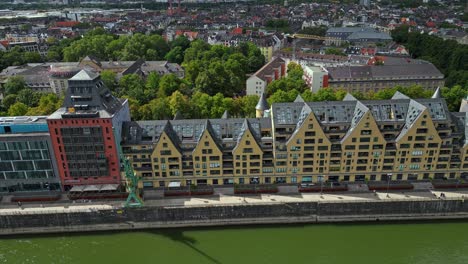 colourful apartment and business buildings on the banks of river rhine