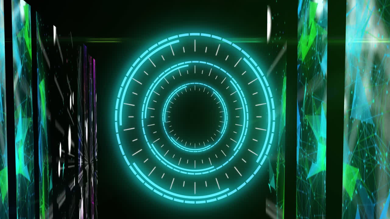 анимация сканирования и обработки данных через компьютерные серверы