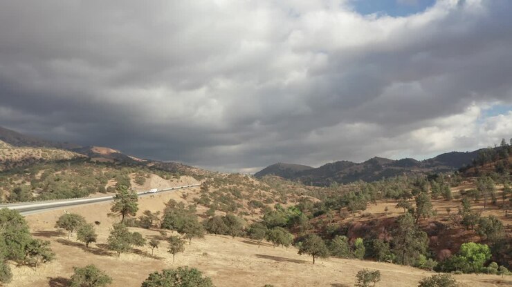 Veduta aerea di un paesaggio forestale a Tehachapi, California.