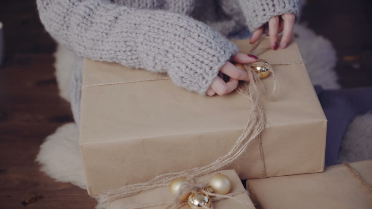 Woman with presents. Christmas woman with happy face and presents at New Year