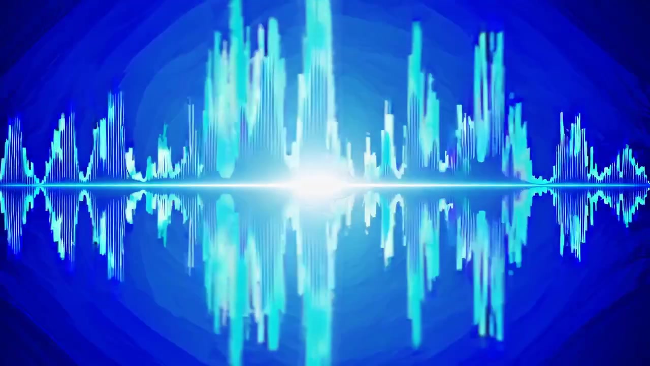 Dynamic Blue Audio Waveform Visualization on Black Background