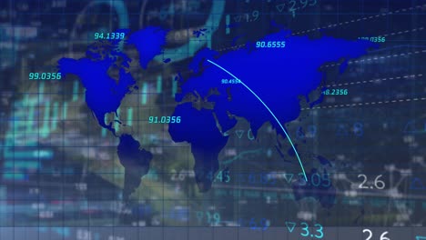 Animación-Del-Paisaje-Urbano-Y-Del-Mapa-Mundial-Mediante-Procesamiento-De-Datos.