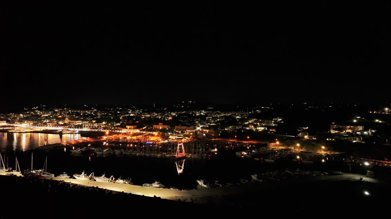 Breathtaking 4K drone footage of Santa Maria di Leuca at night, with stunning coastal lights