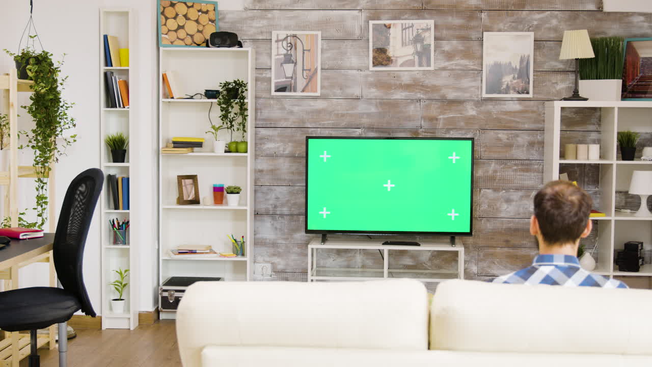 Living Room with Green Screen Television
