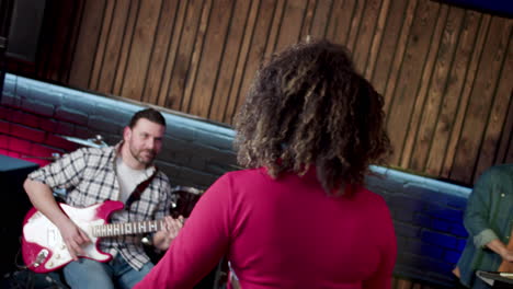 musical group in the studio