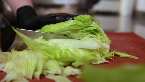 chopping lettuce