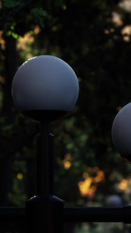 a close-up of a street lamp in a garden at night