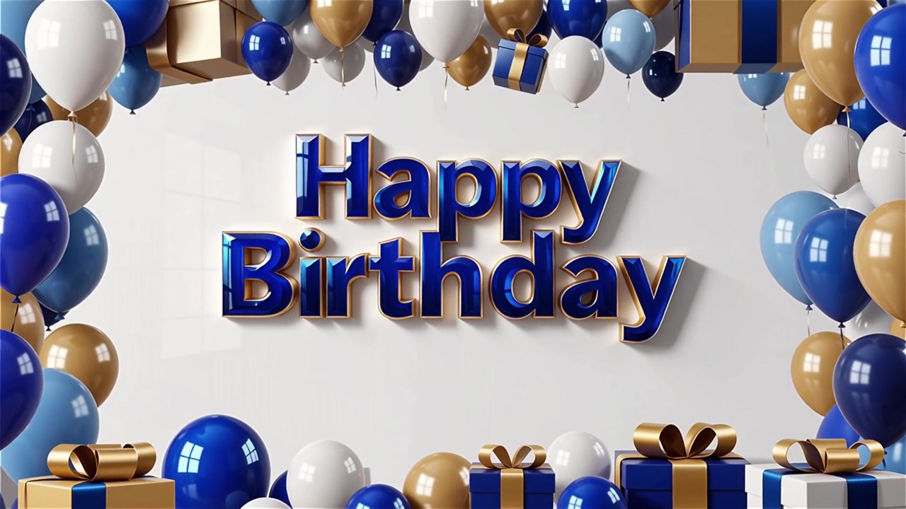 Sfondo di compleanno con palloncini e regali