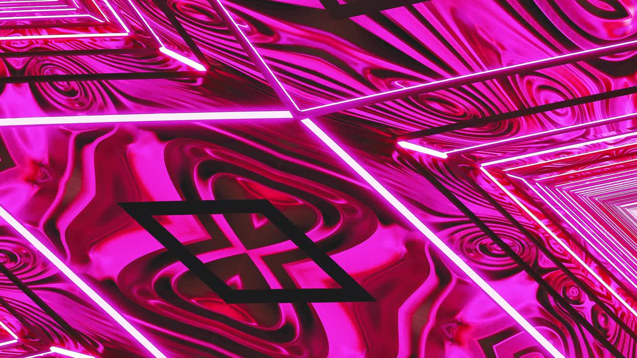 animación hipnótica abstracta en poligonal neón rosa rojo morfología geométrica. triángulos de luz poli geométricos fondo de movimiento de ilusión. animación de bucle sin costuras de 4k para concierto de bucle vj, club nocturno, música.