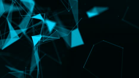 4k fondo web abstracto. líneas poligonales y puntos que se mueven al azar en fondo gris oscuro o negro. bucle sin costuras.