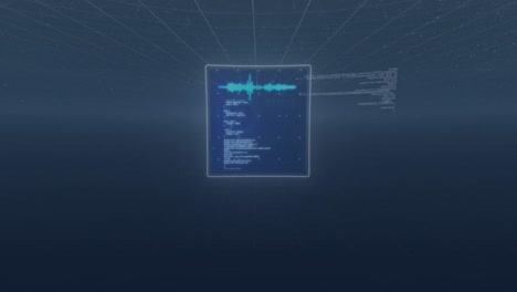 animación de pantallas con procesamiento de datos contra fondo azul