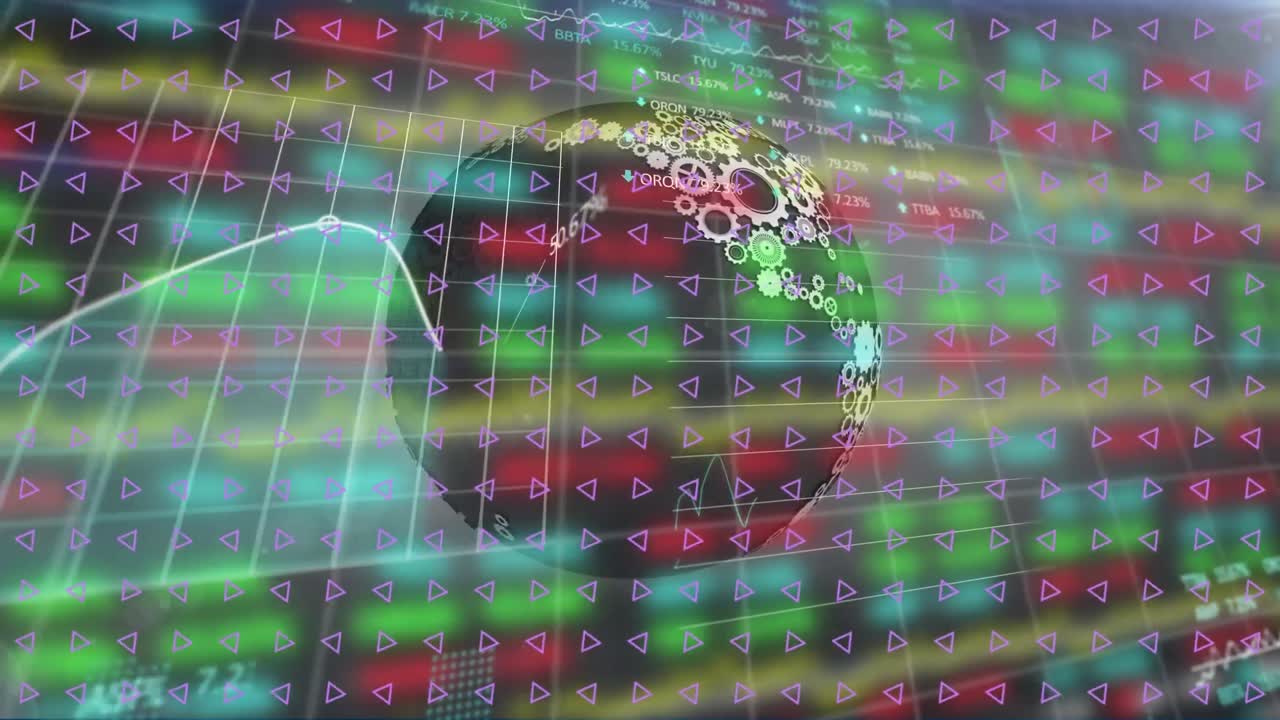 animación del procesamiento de datos financieros en todo el mundo