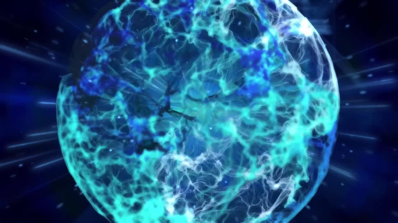 우주에서 자라는 파란색 에너지 공