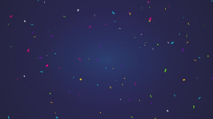 Colorful Confetti Falling Against a Dark Blue Background