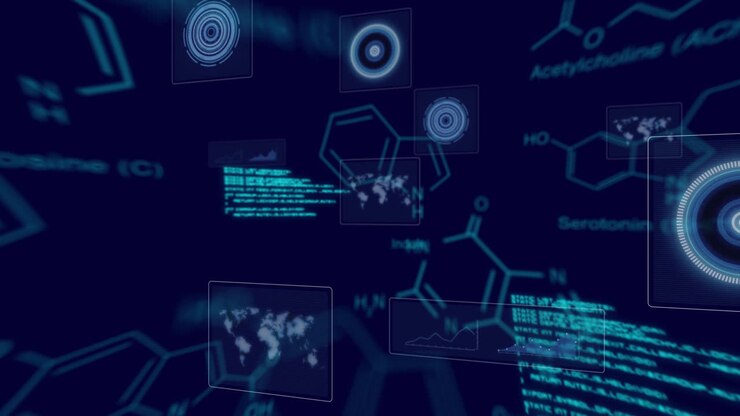 Animation of chemical formula and data processing over scope scanning