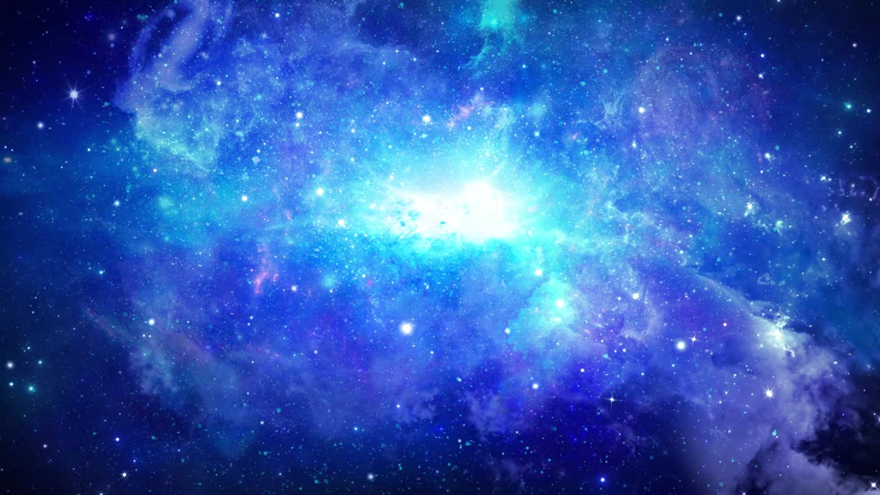 Abstract Space background Asteroid fly fractal blue nebula Loop Animation.