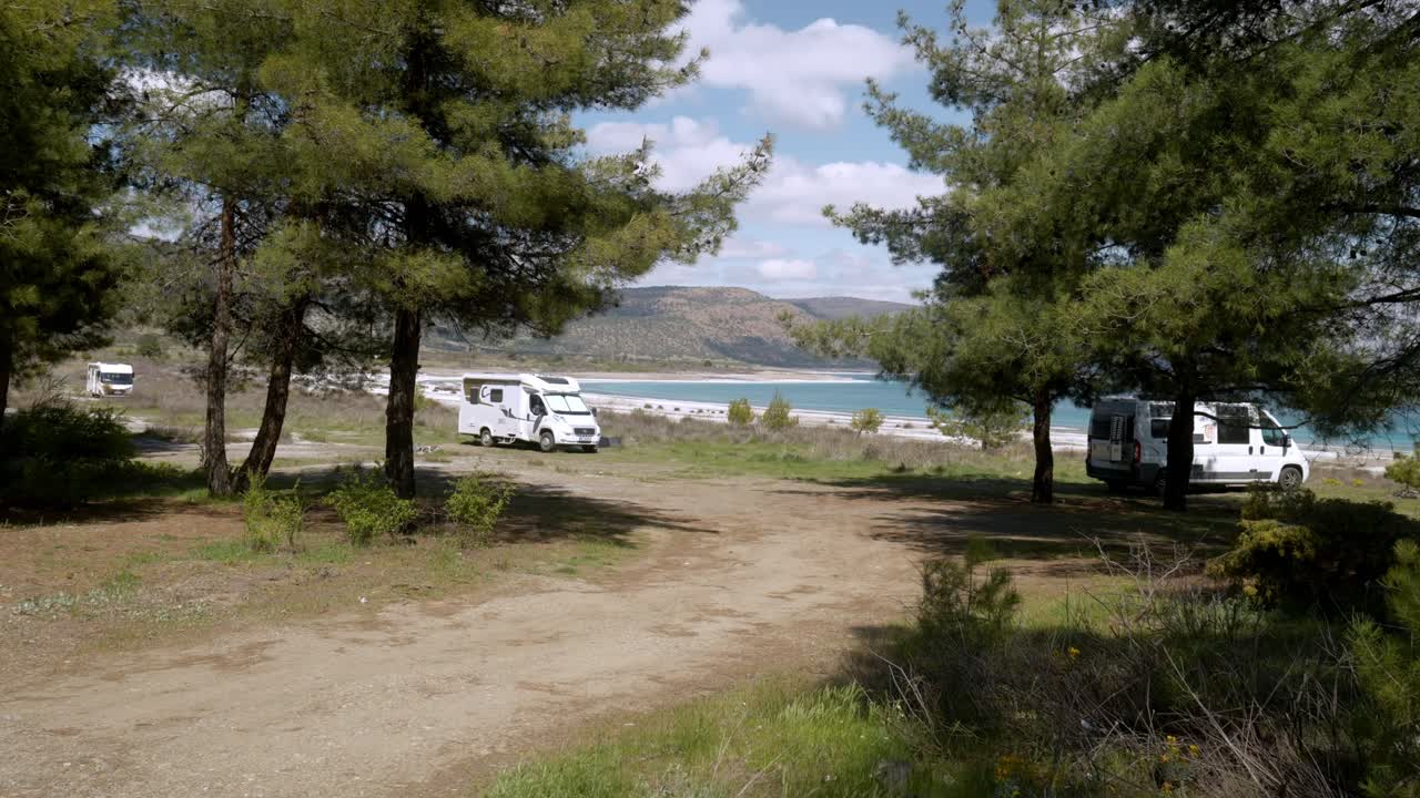 Campervan lifestyle in pine forest at Lake Salda independent travellers