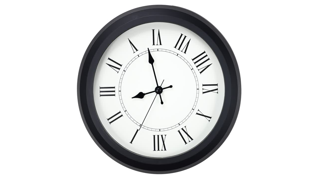Close-up looping time lapse of a  old-fashioned antiquated wall clock with roman numerals