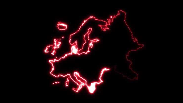 Red outline of Europe