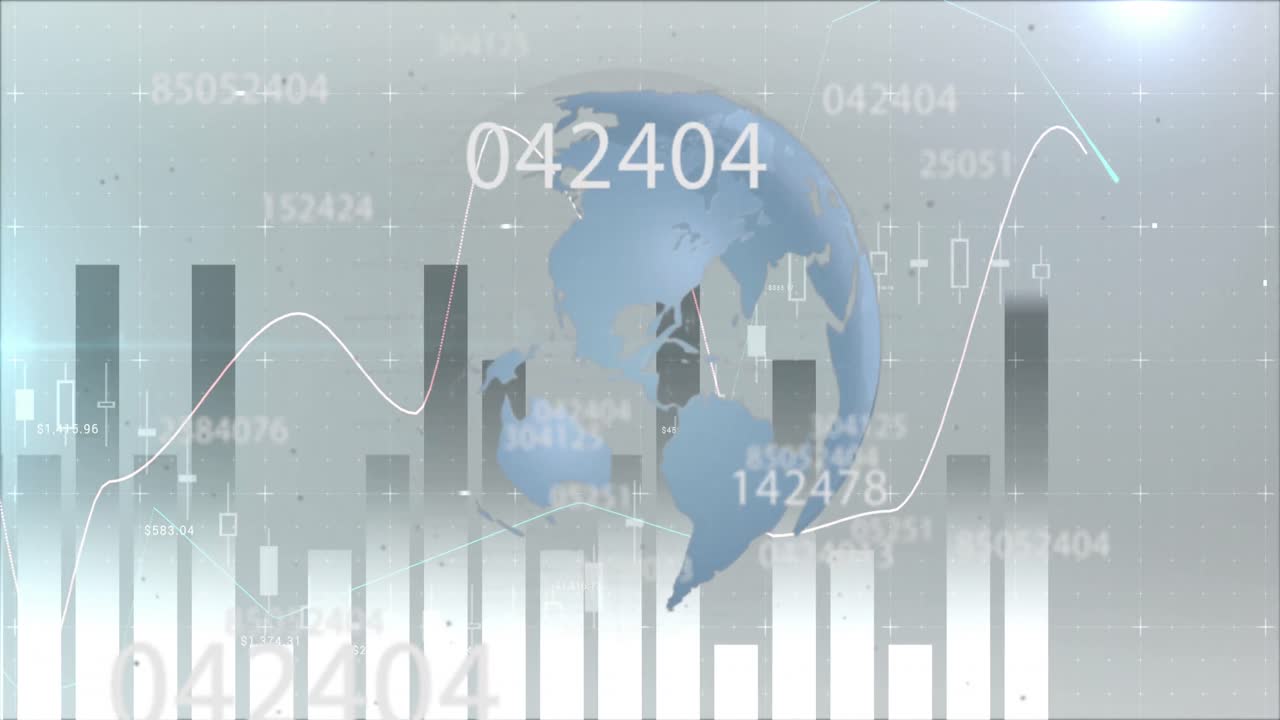 灰色の背景の統計データ処理と対照的に ⁇ 回転する上で複数の変化する数字 ⁇