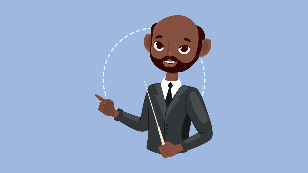 afro male teacher character animation