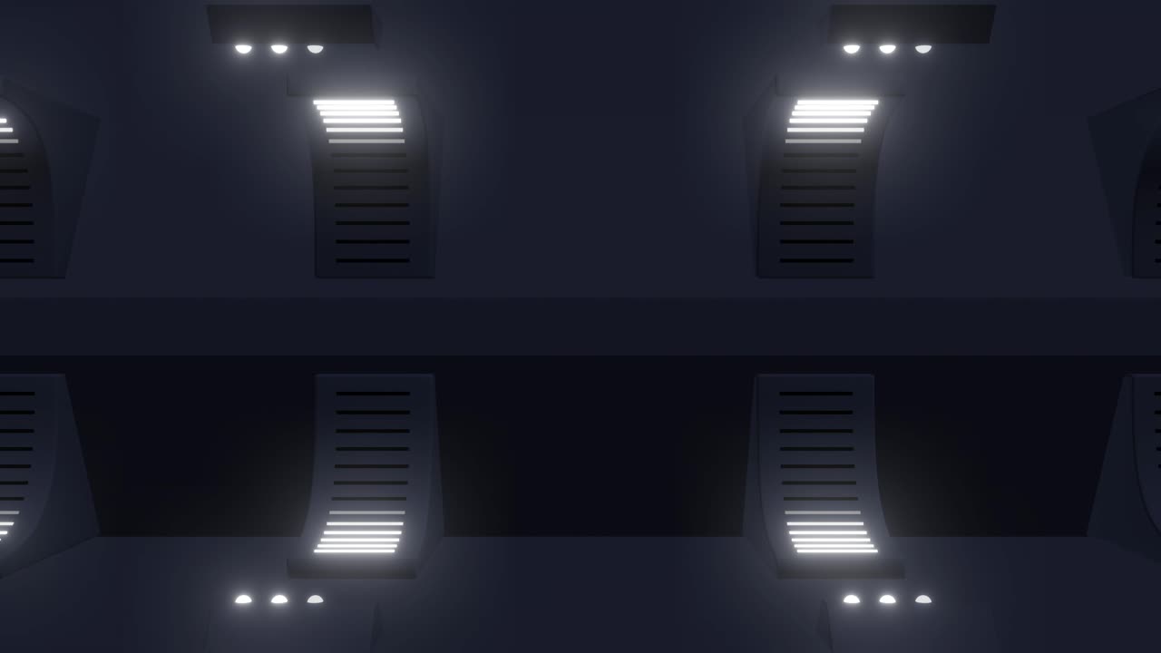 Futuristic Corridor with Glowing Light Panels