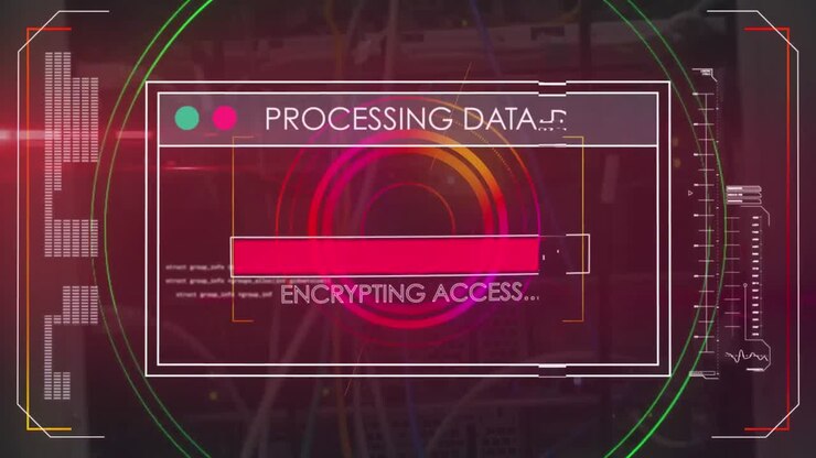 Animation of processing data bar and text on screen