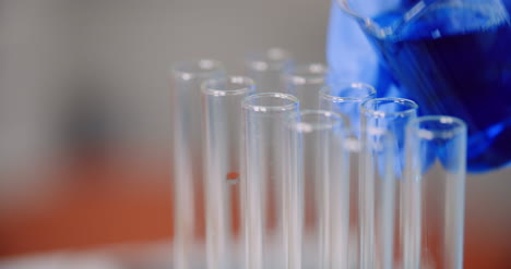 trabajando en laboratorio científico sosteniendo tubos de ensayo y analizando líquido 1