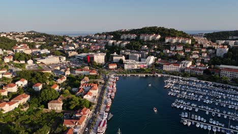 Port gruz harbour drone aerial view dubrovnik croatia balkan balkans country yachts and boats