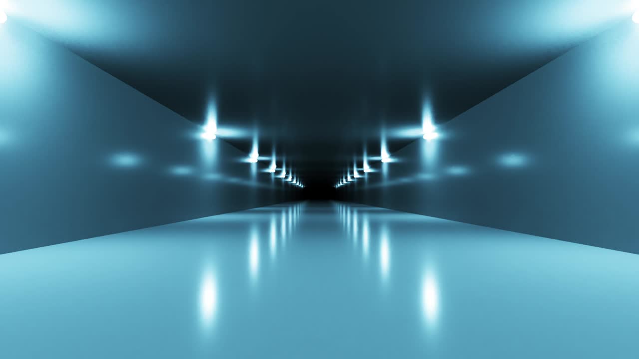 interior del túnel de ciencia ficción azul futurista. corredor de ciencia ficción. fondo de tecnología moderna abstracta. bucle sin costuras animación de renderizado 3d 4k uhd