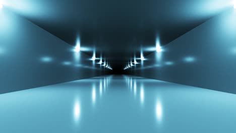 futuristic blue sci-fi tunnel interior. science fiction corridor. abstract modern technology background. seamless loop 3d render animation 4k uhd