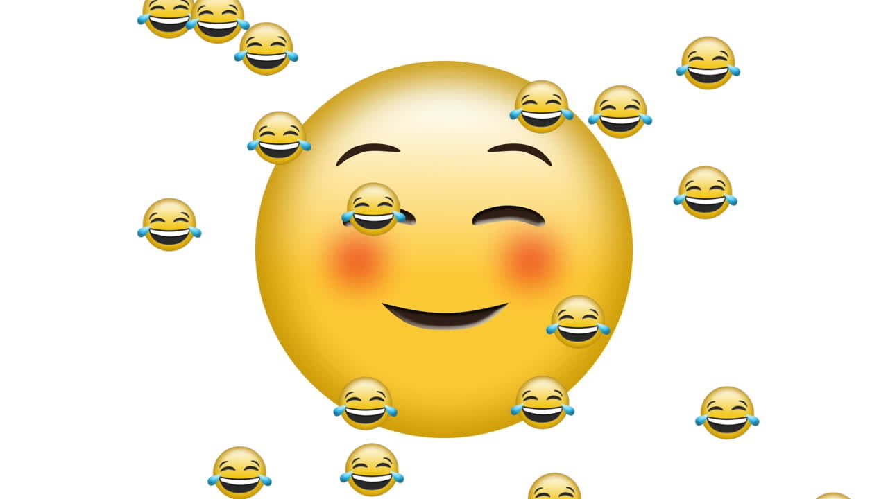 animación de iconos emoji sobre un fondo blanco