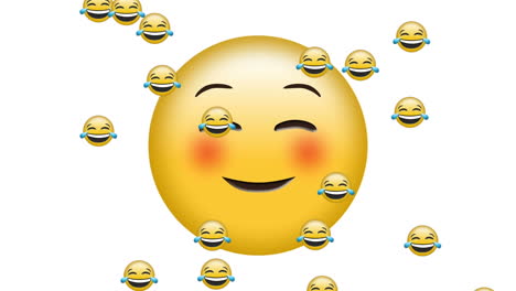 animación de iconos emoji sobre un fondo blanco