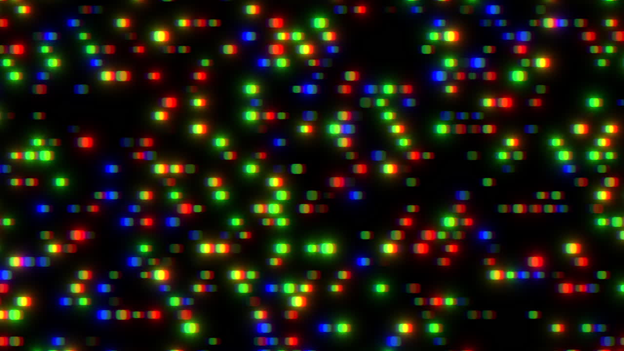 Random digital rainbow pixels with glitch on black screen