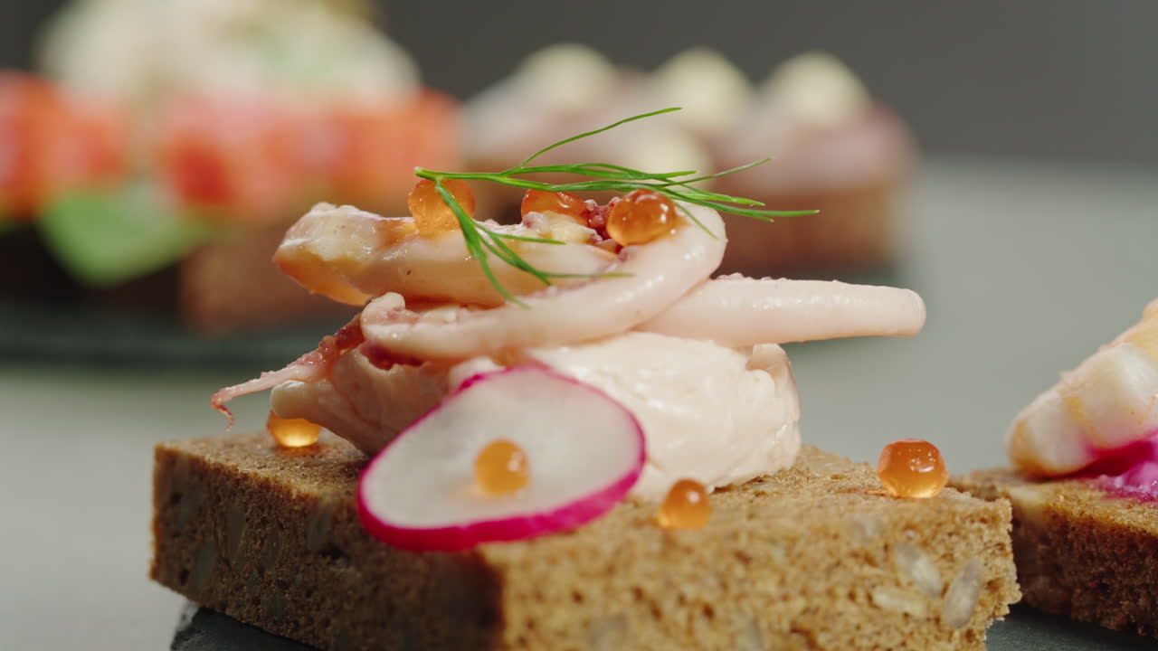 Elegant Seafood Tapas with Caviar and Dill