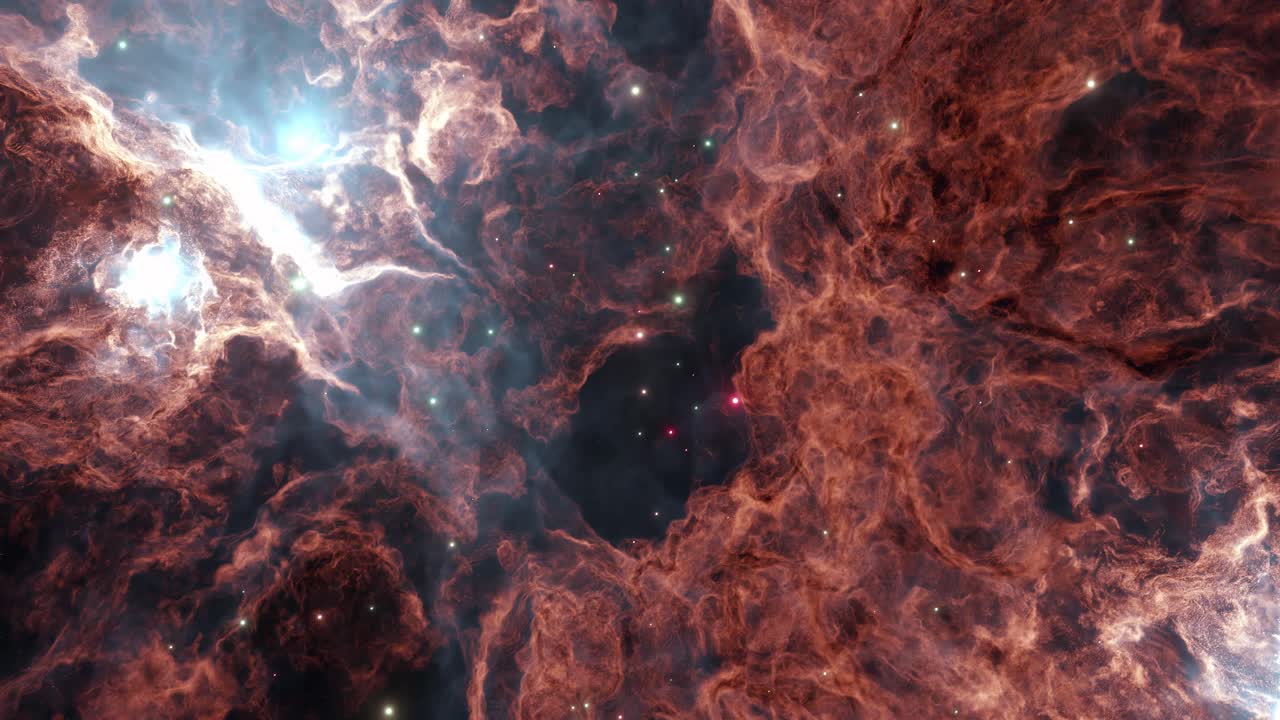hermosa nebulosa gaseosa roja y marrón en lo profundo