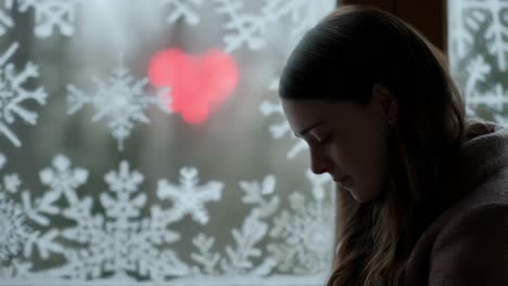 woman by the window in winter