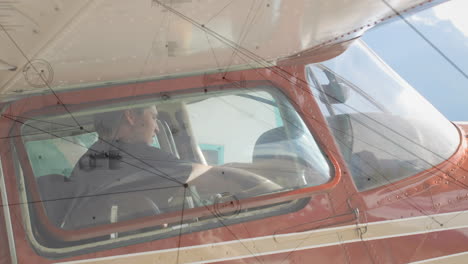 animación de la red de conexiones sobre el piloto en el avión
