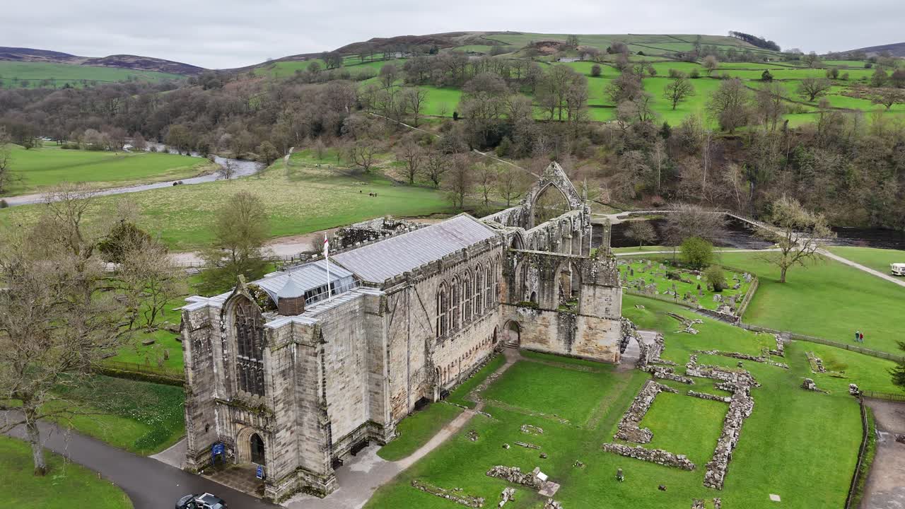 Bolton Abbey Yorkshire Dales UK drone,aerial