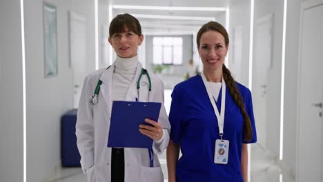 doctors and nurses in a hospital corridor