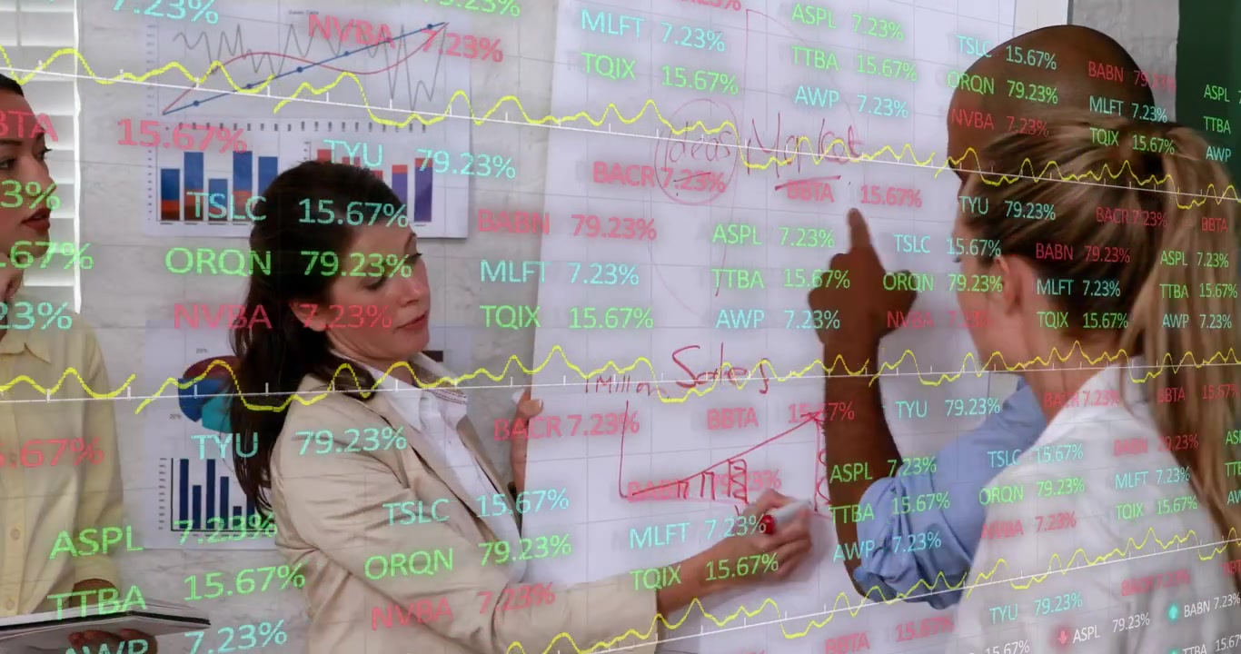 Animation of mathematical formulae over business mathematical standing in warehouse