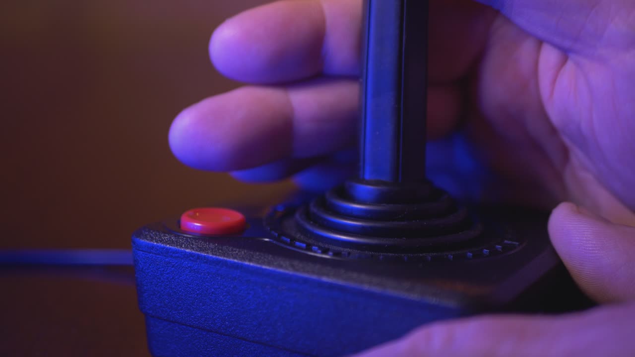 Playing With TV Video Game Console Joystick. 4K Footage