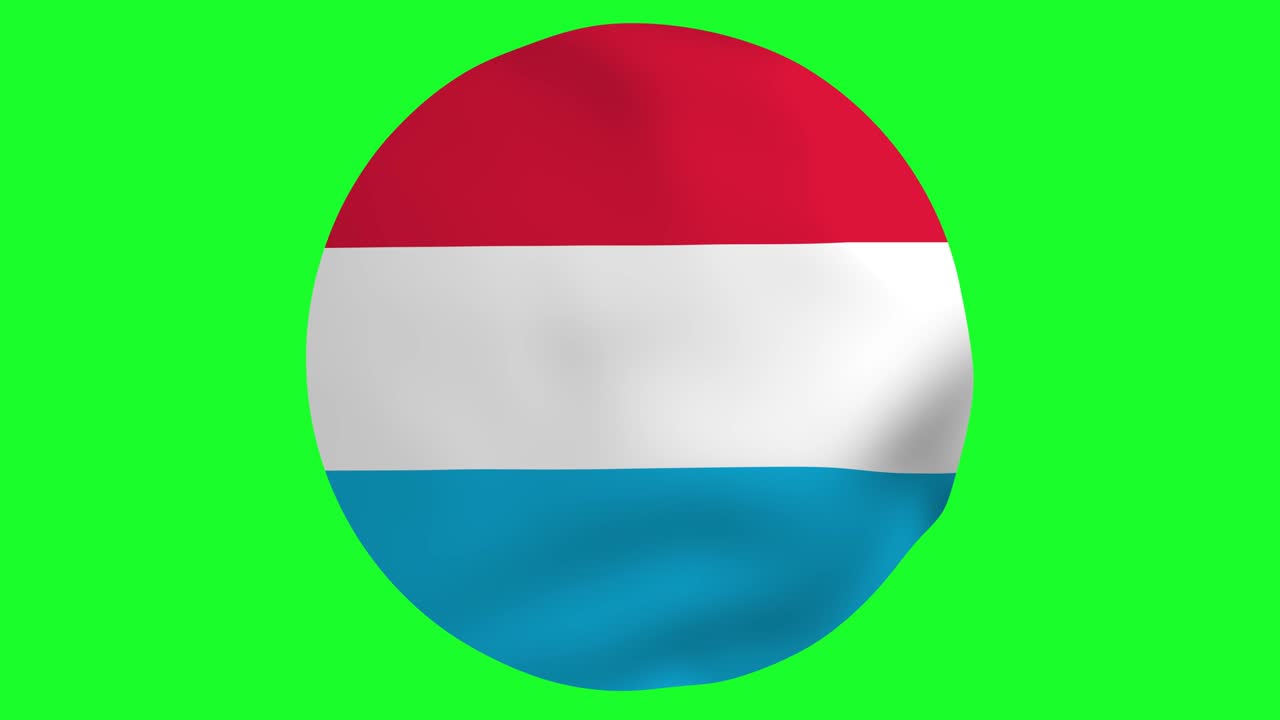Round Flag of Luxembourg waving in air 4k UHD Animation
